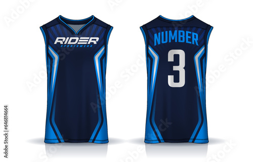 Basketball tank top design template, Sport jersey mockup. uniform front , side and back view.	