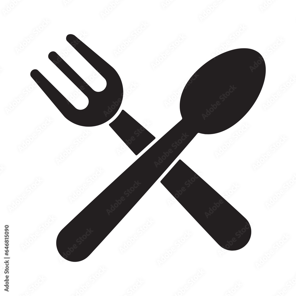 Fork and spoon filed icon, Menu symbol, logo illustration flat design on white background..eps