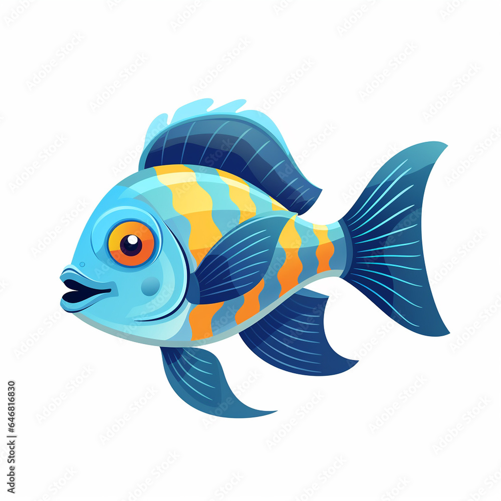 Fish on White Background Aquatic Elegance