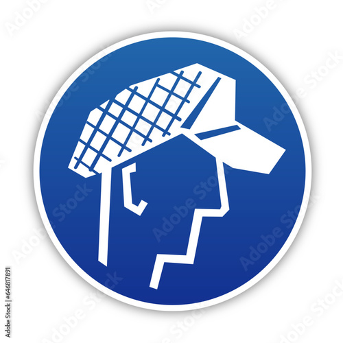 Panneau fond bleu equipement protection travail obligatoire cheveux higyene