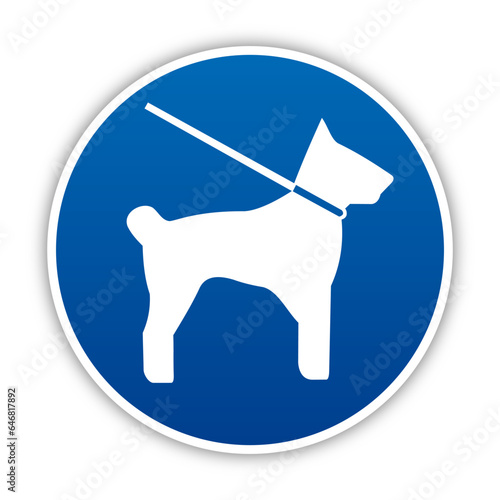 Panneau fond bleu equipement protection travail obligatoire chien en laisse attacher