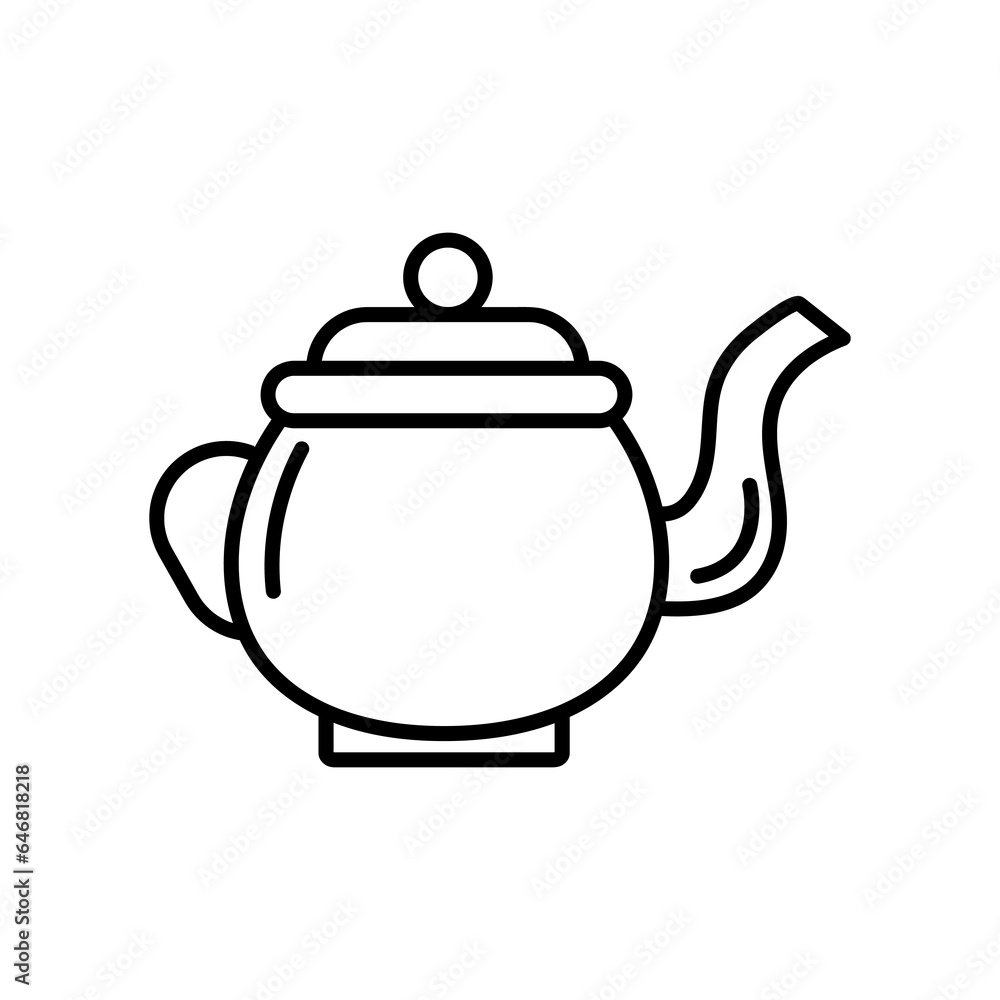 Obraz premium Teapot line icon. Ceramic tea pot thin vector icon flat illustration on white background..eps