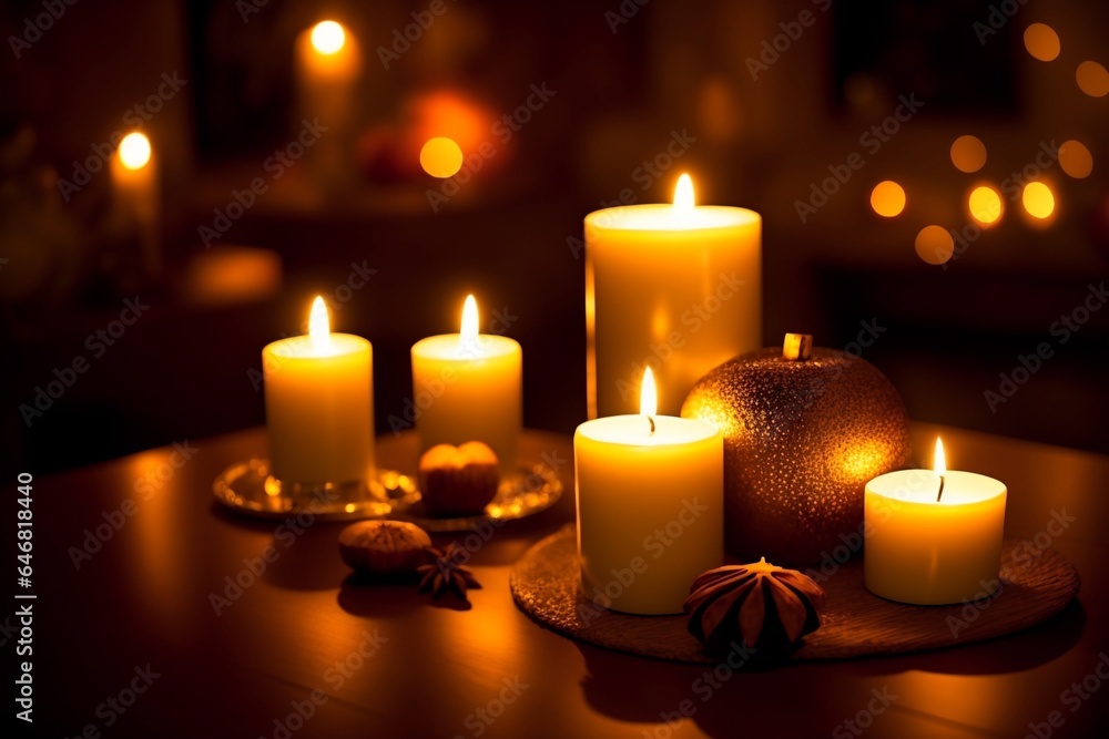 Embrace the Warmth Nutmeg Scented Candles for a Cozy Atmosphere. AI Generated. Embrace the Warmth Nutmeg Scented Candles for a Cozy Atmosphere. AI Generated.