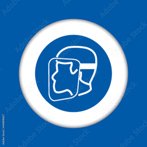 Panneau fond bleu equipement protection travail obligatoire yeux visage