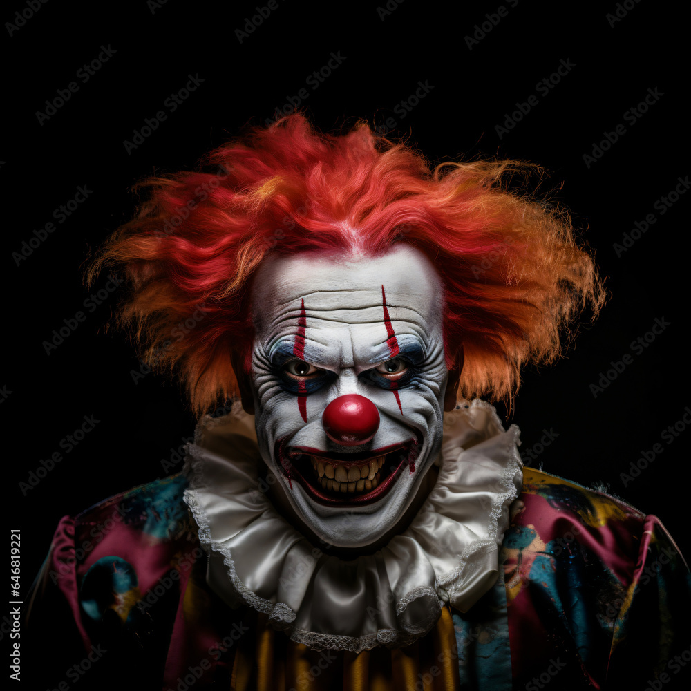 Portrait of a horror clown isolated on black background Portrait of a horror clown isolated on black background
