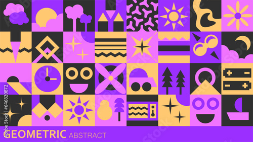 Fototapeta Naklejka Na Ścianę i Meble -  Seamless shape geometric abstract colorful backdrop design. Vector illustration. funky and  retro style