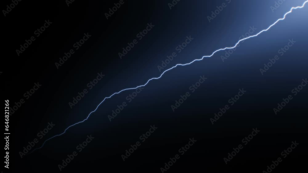Realistic Lightning strike animation, Blue Electrical Storm Background