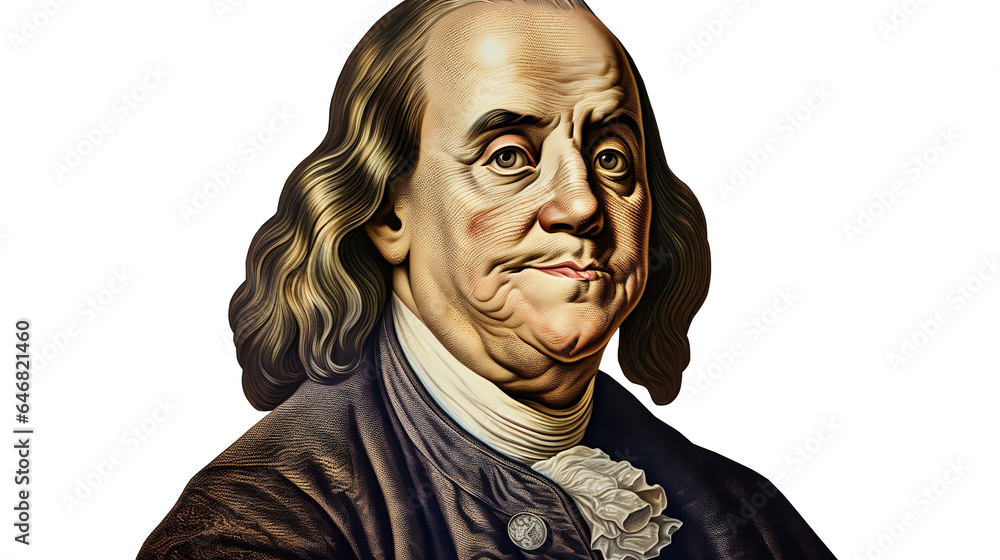 Benjamin Franklin extracted from US banknotes. Isolated on Transparent ...