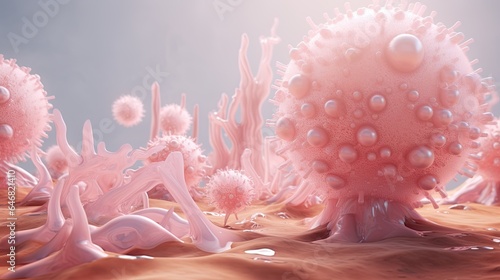 Fantasy tumor  cancer  virus or body cell. Imaginative representation of immunity within our body. Concept.