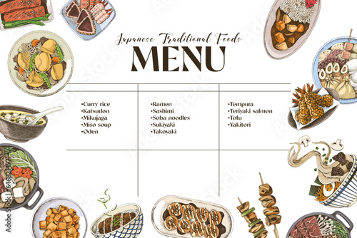 Japan kitchen vector menu template