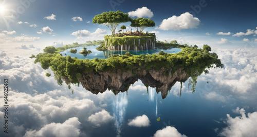 Floating islands in sky