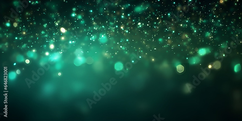 Abstract green glitter bokeh background. Generative AI