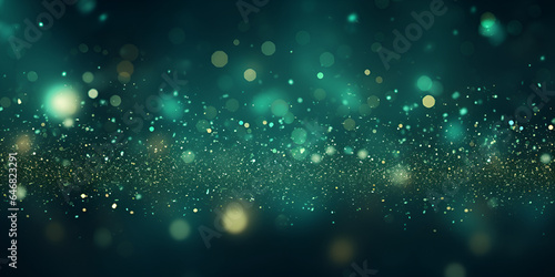 Green Holiday Background. Green background with dots and particles glitter illustration.