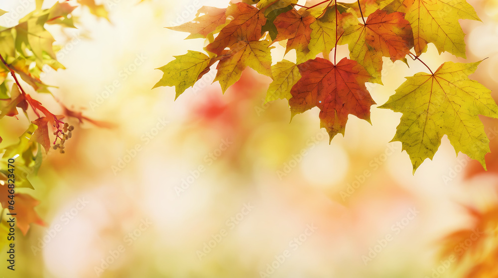 Autumn landscape, sunny forest in fall season, maple trees losing red and yellow leaves, graphic banner, web background, facebook header, Generative A.I, Autumn landscape, sunny forest in fall season, maple trees losing red and yellow leaves, graphic banner, web background, facebook header, Generative A.I,