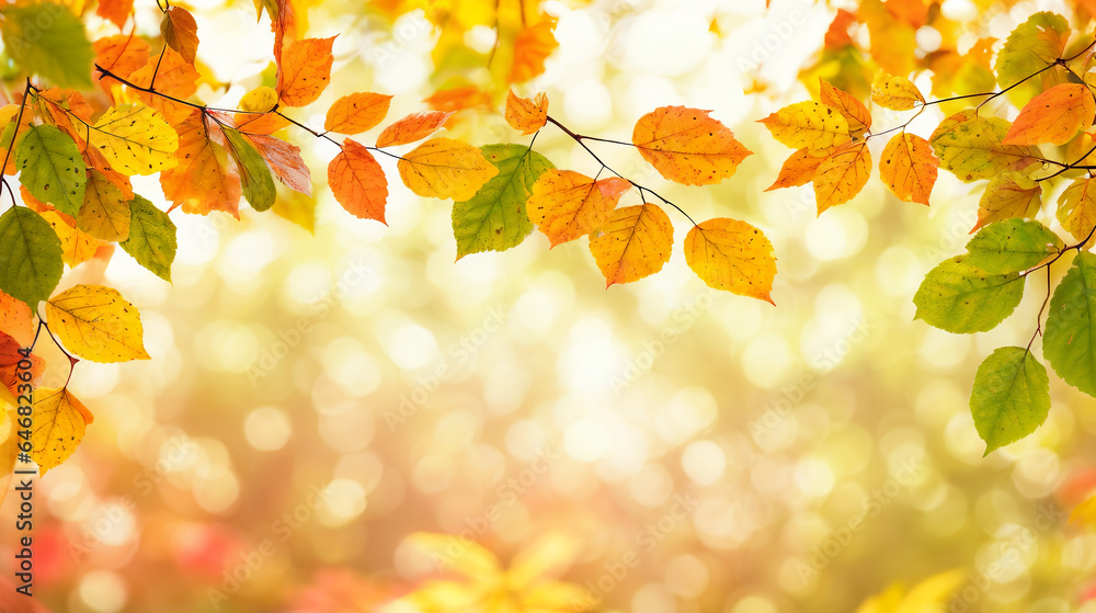 Autumn landscape, sunny forest in fall season, linden trees losing red and yellow leaves, graphic banner, web background, facebook header, Generative A.I, Autumn landscape, sunny forest in fall season, linden trees losing red and yellow leaves, graphic banner, web background, facebook header, Generative A.I,