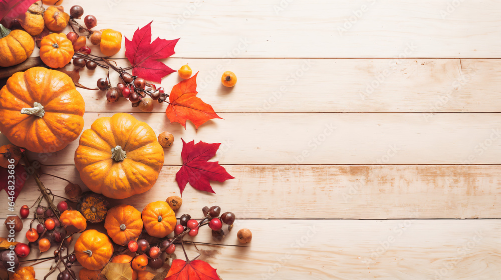Pumpkins elegant background, colorful varieties of pumpkins on white wooden table, autumn decorations harvested during fall and Thanksgiving, website header with copyspace,, Generative A.I, Pumpkins elegant background, colorful varieties of pumpkins on white wooden table, autumn decorations harvested during fall and Thanksgiving, website header with copyspace,, Generative A.I,