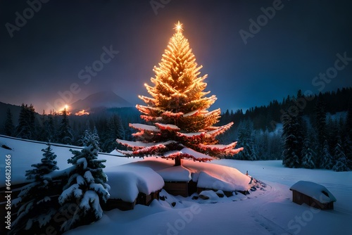 christmas tree in the snow