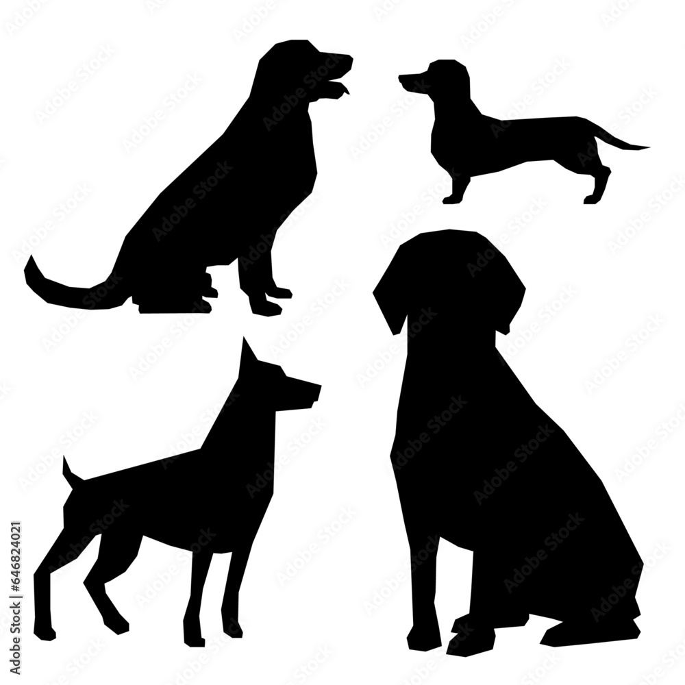 Vector illustration silhouette of Dogs in different poses.
Vector illustration silhouette of Dogs in different poses.