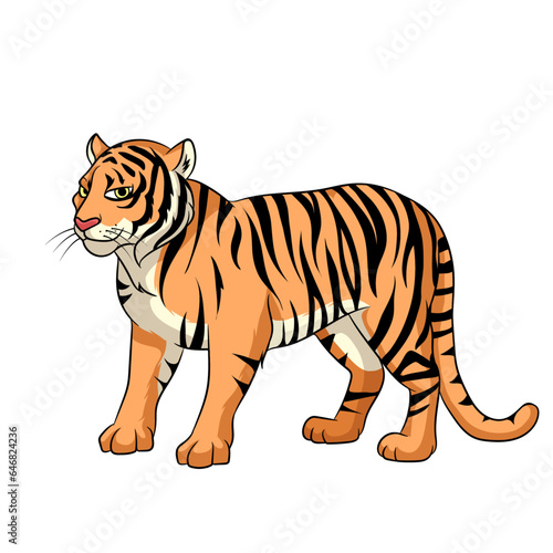 Fototapeta Naklejka Na Ścianę i Meble -  Vector illustration of Tiger animal standing on ground.
