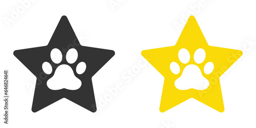 Star icon with cat paw print. Illustration