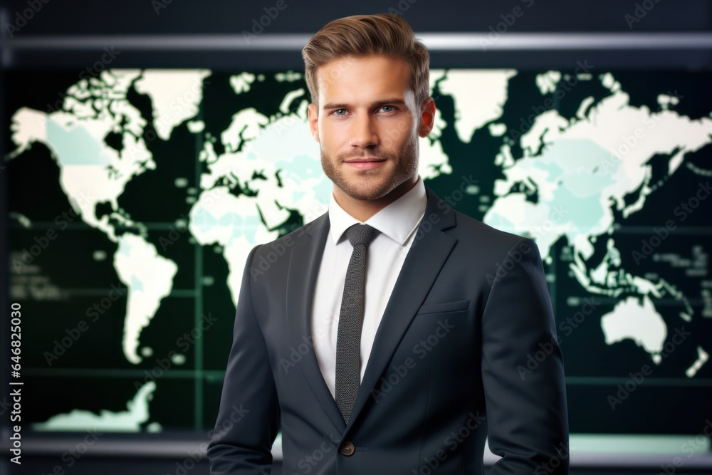 Caucasian Man Ceo Backdrop Scene Smart Looking Generative AI Caucasian Man Ceo Backdrop Scene Smart Looking Generative AI