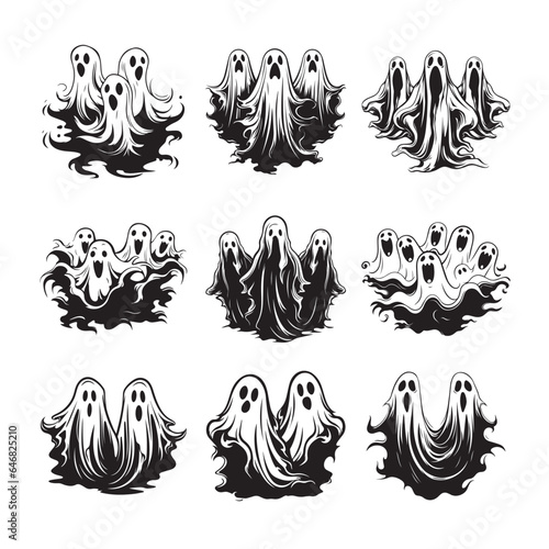 Spectral Monochrome: Haunting Vector Depictions of Ghosts