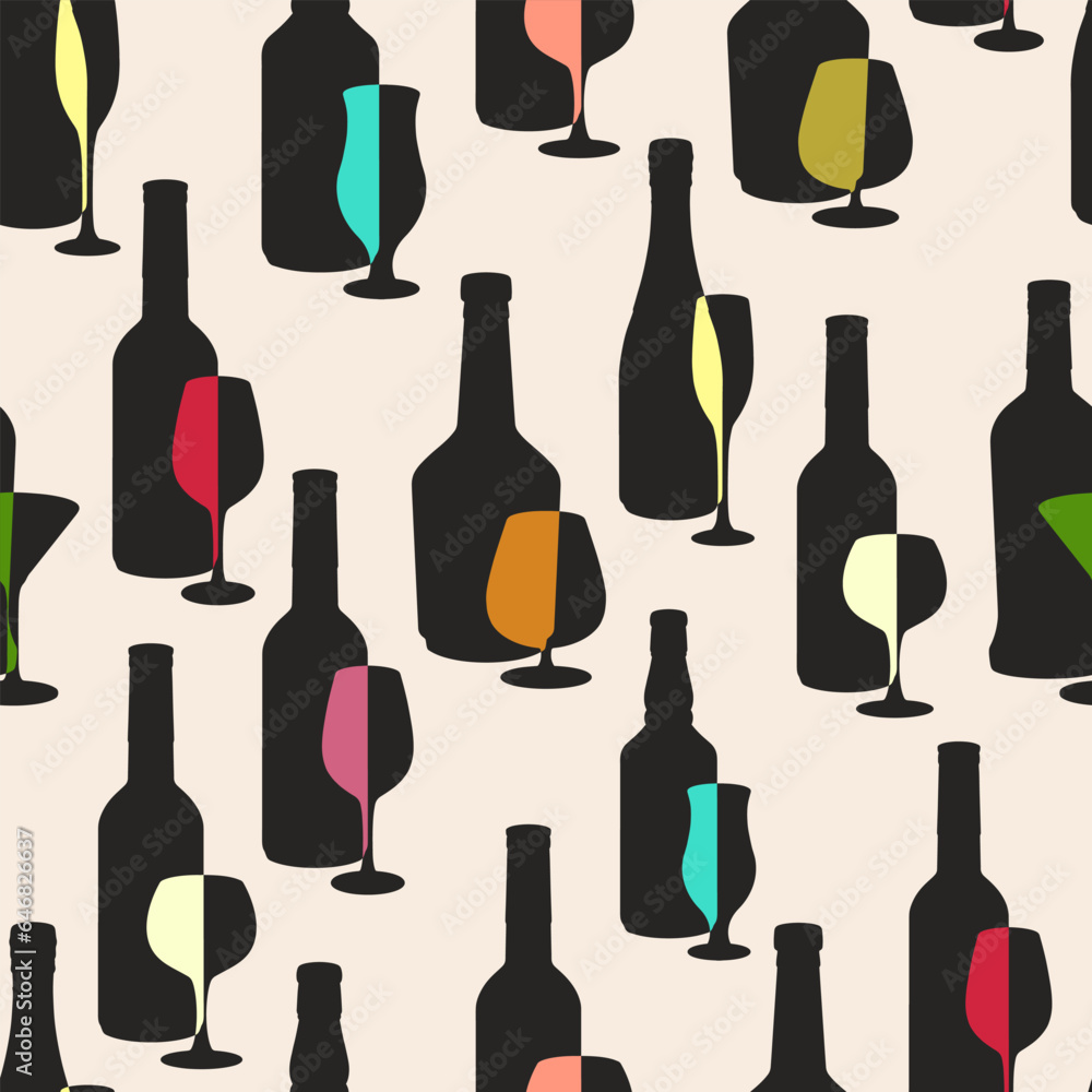 Alcoholic drink colorful seamless pattern Alcoholic drink colorful seamless pattern