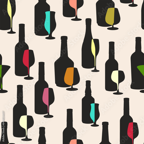 Alcoholic drink colorful seamless pattern