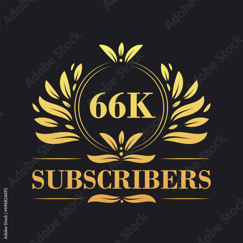 66K Subscribers celebration design. Luxurious 66K Subscribers logo for social media subscribers