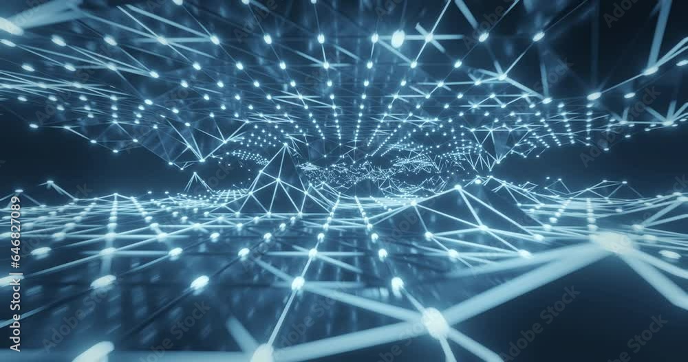 Abstract background dark blue with glowing spheres of medical, business, engineering, science. Technology concept. moving lines and dots. Beautiful animation. 3d render. Abstract background dark blue with glowing spheres of medical, business, engineering, science. Technology concept. moving lines and dots. Beautiful animation. 3d render.