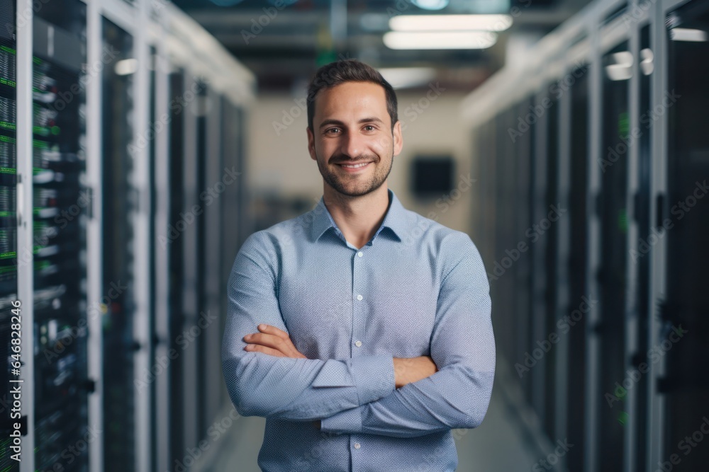 Caucasian Male Data Analyst Background Scene Strong Generative AI Caucasian Male Data Analyst Background Scene Strong Generative AI