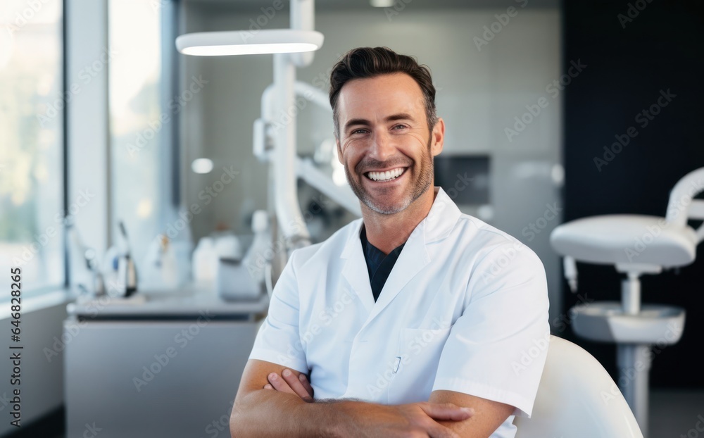 Caucasian Man Dentist Backdrop Captivating Generative AI