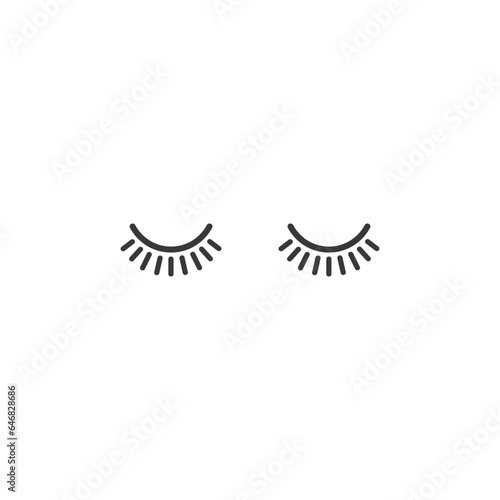 Closed eyes icon. Makeup and eyelid symbol. Flat design. Stock - Vector illustration