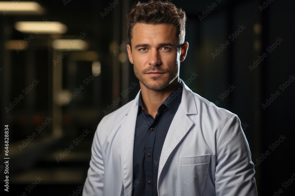 Caucasian Man Doctor Background Charming Generative AI Caucasian Man Doctor Background Charming Generative AI