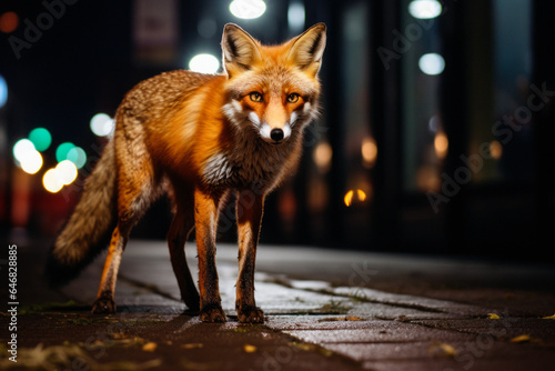European red fox Vulpes vulpes common on the streets of cities and towns, urban fox can often be seen scaveging and become a pest.