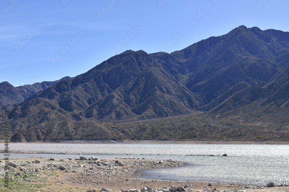 beautiful scenery of the potrerillos dam in mendoza argentina
