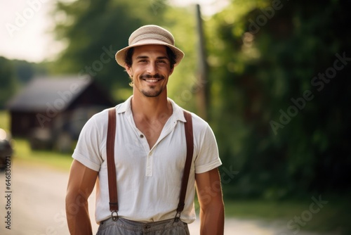 Caucasian Male Farmer Backdrop Hard Working Generative AI