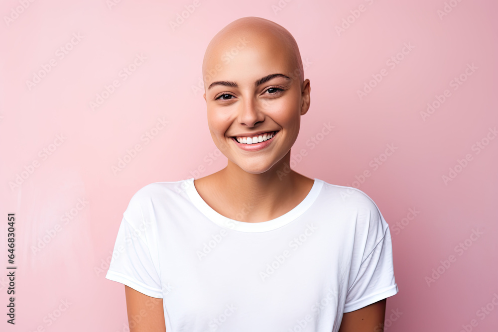 portrait of a woman on a pink background, cancer survivor, breast cancer awareness month portrait of a woman on a pink background, cancer survivor, breast cancer awareness month