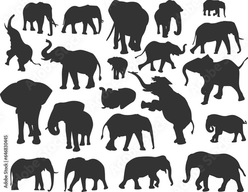 set of elephant silhouette