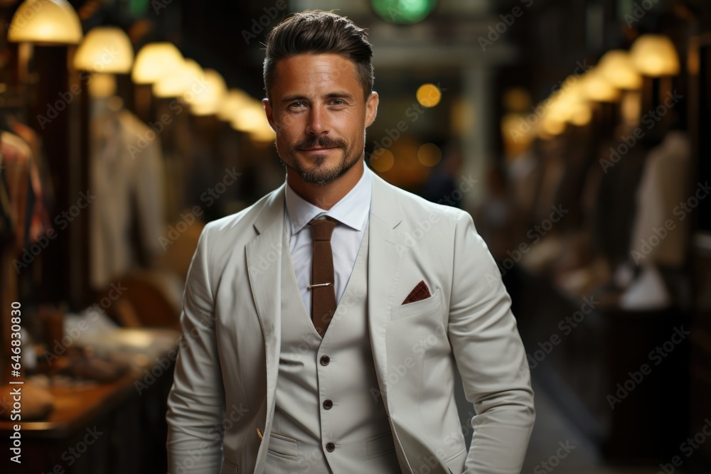 Caucasian Man Fashion Designer Backdrop Scene Hard Working Generative AI Caucasian Man Fashion Designer Backdrop Scene Hard Working Generative AI