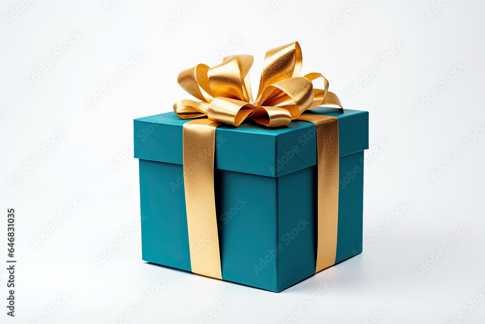 Obraz premium christmas gift box with golden ribbon