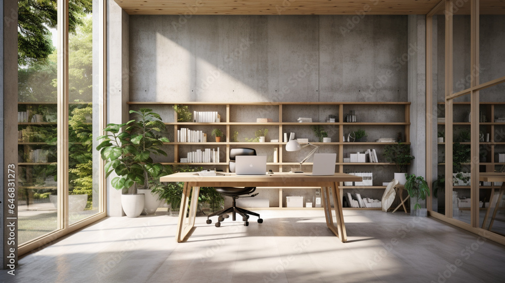 modern office room, desktop, interior design modern office room, desktop, interior design