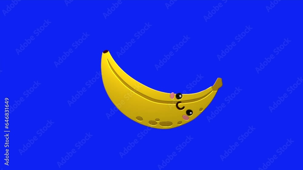 Animation loop video cartoon of a banana moving on blue screen background ,remove blue screen background on your video editing software Animation loop video cartoon of a banana moving on blue screen background ,remove blue screen background on your video editing software