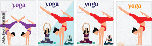 International Yoga Day. 21 June yoga day banner or poster with woman in lotus pose