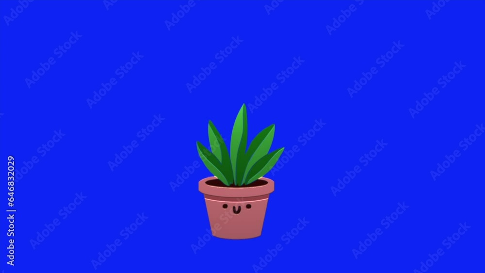 Animation loop video cartoon of a swaying flower pot on blue screen background ,remove blue screen background on your video editing software Animation loop video cartoon of a swaying flower pot on blue screen background ,remove blue screen background on your video editing software