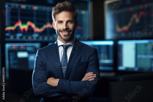 Caucasian Male Financial Advisor Background Scene Handsome Generative AI