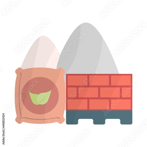 common construction materials concept, Sand, Bricks Block and Cement bag vector icon design, Handyman Services symbol, House Repairing sign Civil Engineering and Building Contractor stock illustration