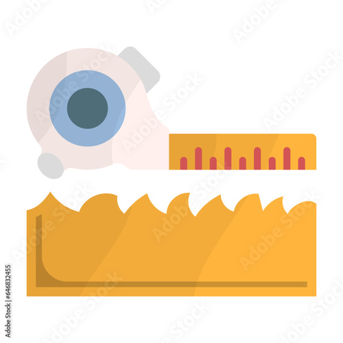Measuring Raw Timber Wood Slab concept, Ruler with  flooring planks vector color icon design, Handyman Service symbol House Repairing sign, Civil Engineering and Building Contractor stock illustration