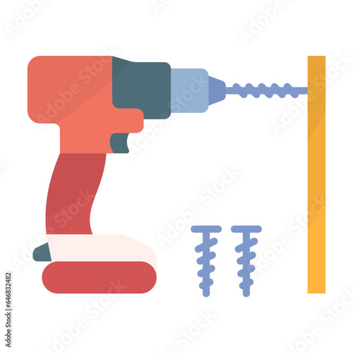 Actuated Direct Fastening concept, Sill plates or trusses to concrete vector icon design, Handyman Services symbol, House Repairing sign, Civil Engineering and Building Contractor stock illustration