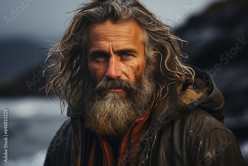Caucasian Man Fisherman Background Scene Strong Generative AI